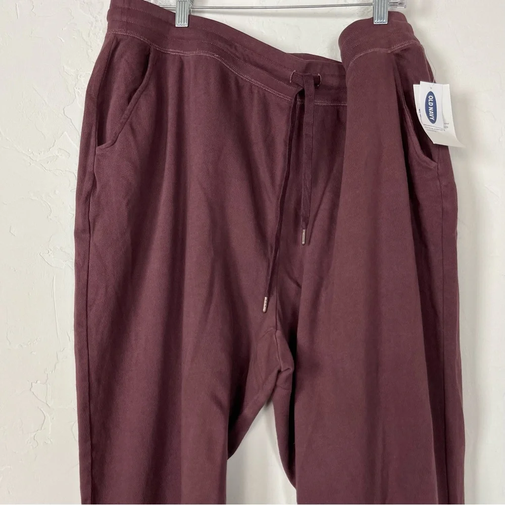 Old Navy Pants Joggers Sweats New Rib Ankle Cuff Tie Waist Fleece High Rise Knit